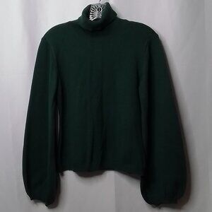 SUGARLIPS "FIND YOUR LOVE" EVERGREEN TURTLENECK BALOON SLEEVE SWEATER SIZE M